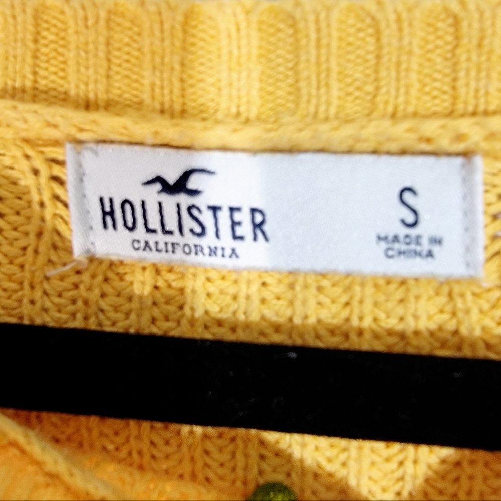 Hollister Cotton Blend Knit Sweater Mustard Yellow Small - Picture 4 of 6